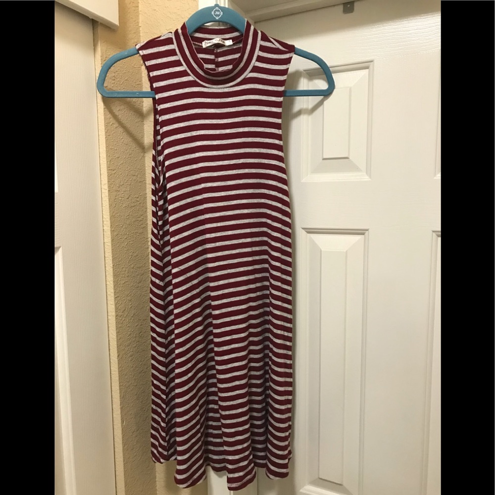 Heart&Hips burgundy/gray striped sleeveless dress
